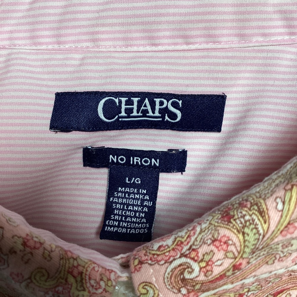 Chaps Paisley Button Down Shirt Womens Size Large Pink No Iron Long Sleeve Boho - Picture 3 of 10